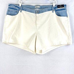 Abercrombie‎ & Fitch Women White Blue The Dad Denim Short High Rise Plus Size 24